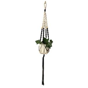 2/$18 hanger ASHLAND Macrame knotted flower pot Black/Off White